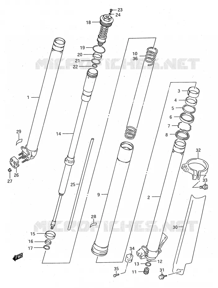 FRONT SCHOKDEMPER (MODELE S) Suzuki MOTO 125 RM 1993  RM125P(E28)