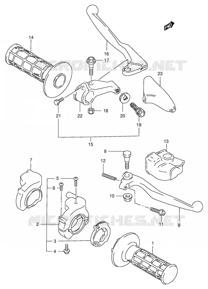 HANDGRIPS - LEVERS Suzuki MOTO 250 RM 1996  RM250T(E3/E28)