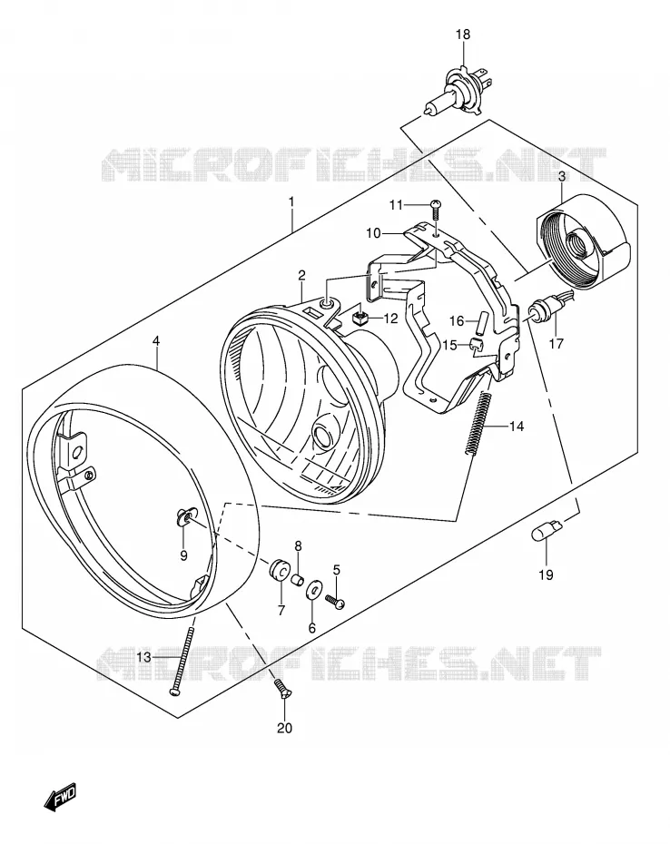 KOPLAMP (E2,E19,P37) Suzuki MOTO 1500 INTRUDER 2006  VL1500K6(E2)