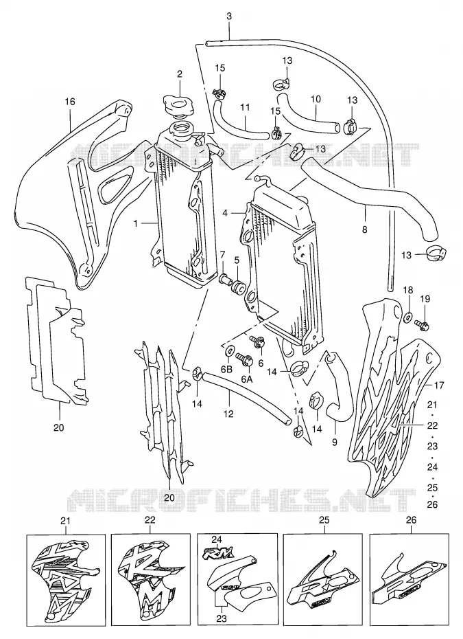RADIATOR Suzuki MOTO 250 RM 1999  RM250X(E3/E28)