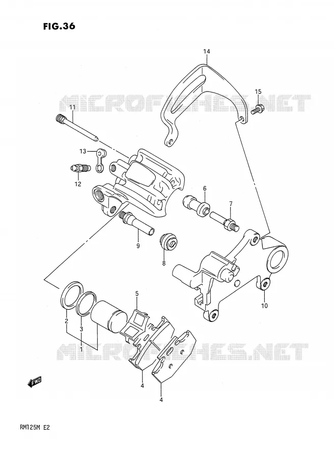 REAR CALIPER (MODELE K) Suzuki MOTO 125 RM 1989  RM125K(E2)