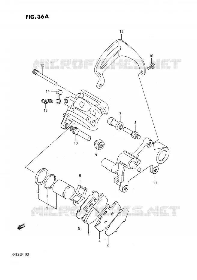 REAR CALIPER (MODELE L) Suzuki MOTO 125 RM 1990  RM125L(E2)