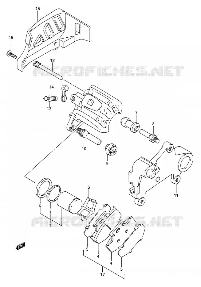 REAR CALIPER (MODELE M) Suzuki MOTO 125 RM 1989  RM125K(E28)
