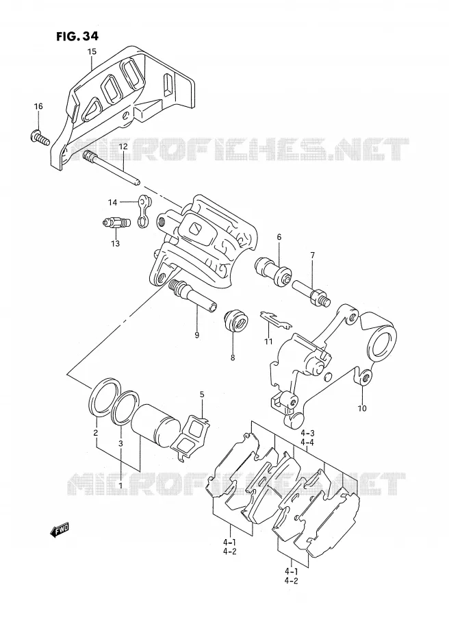 REAR CALIPER (MODELE P/R) Suzuki MOTO 250 RM 1993  RM250P(E2)