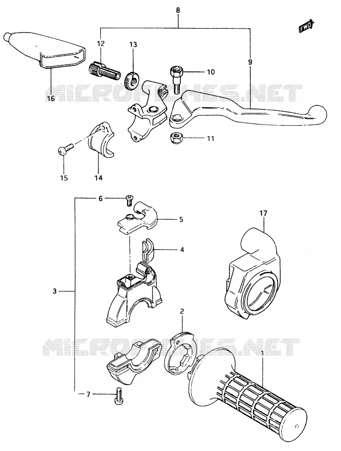 RIGHT SWITCH - HANDGREEP Suzuki MOTO 500 RM 1984  RM500E(D/E)