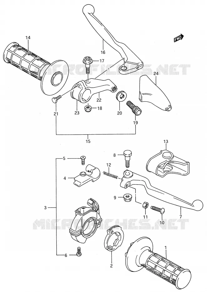 SCHAKELAARS (MODELE P/R) Suzuki MOTO 250 RM 1993  RM250P(E28)