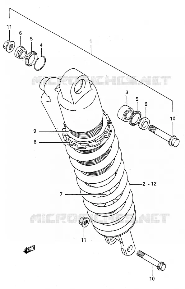 SCHOKDEMPER (MODELE M) Suzuki MOTO 125 RM 1990  RM125L(E28)