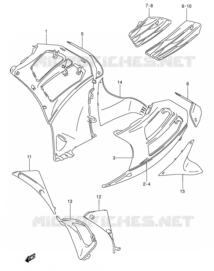 SIDE KUIP (MODELE P/R) Suzuki MOTO 600 RF 1993  RF600RP(E2)