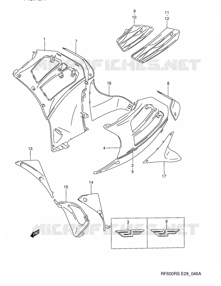 SIDE KUIP (MODELE S) Suzuki MOTO 600 RF 1993  RF600RP(E28)