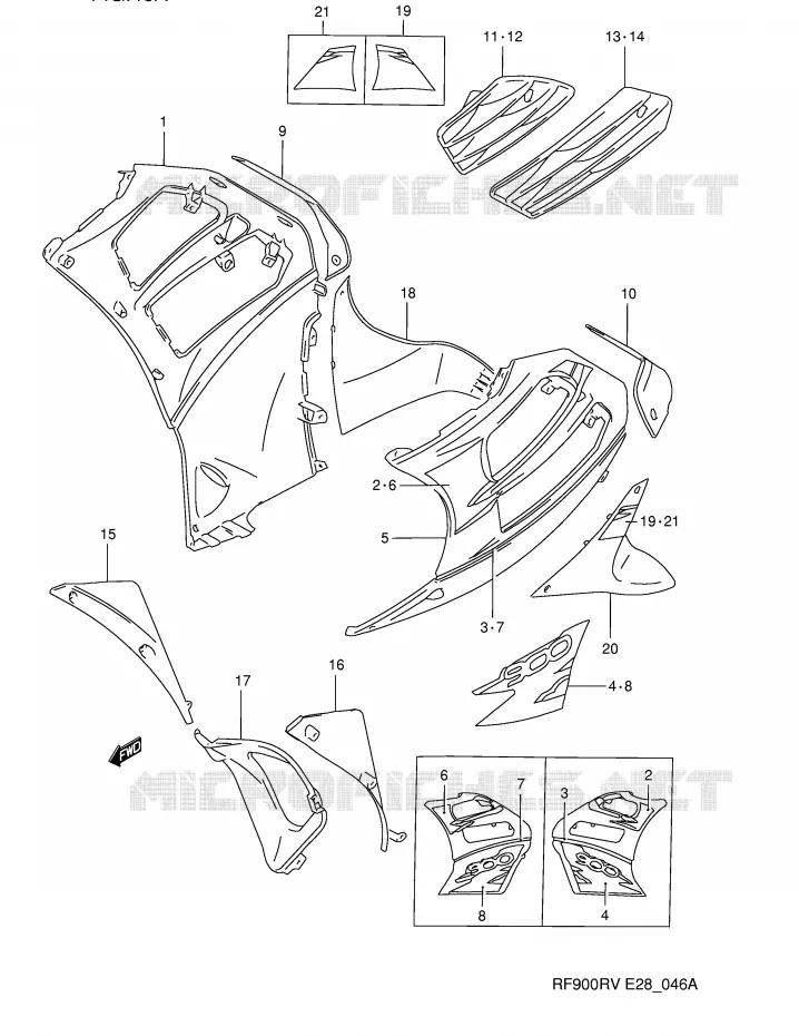 SIDE KUIP (MODELE S) Suzuki MOTO 900 RF 1995  RF900RZS(E28)