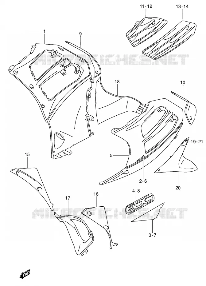 SIDE KUIP (MODELE T) Suzuki MOTO 600 RF 1996  RF600RUT(E2)