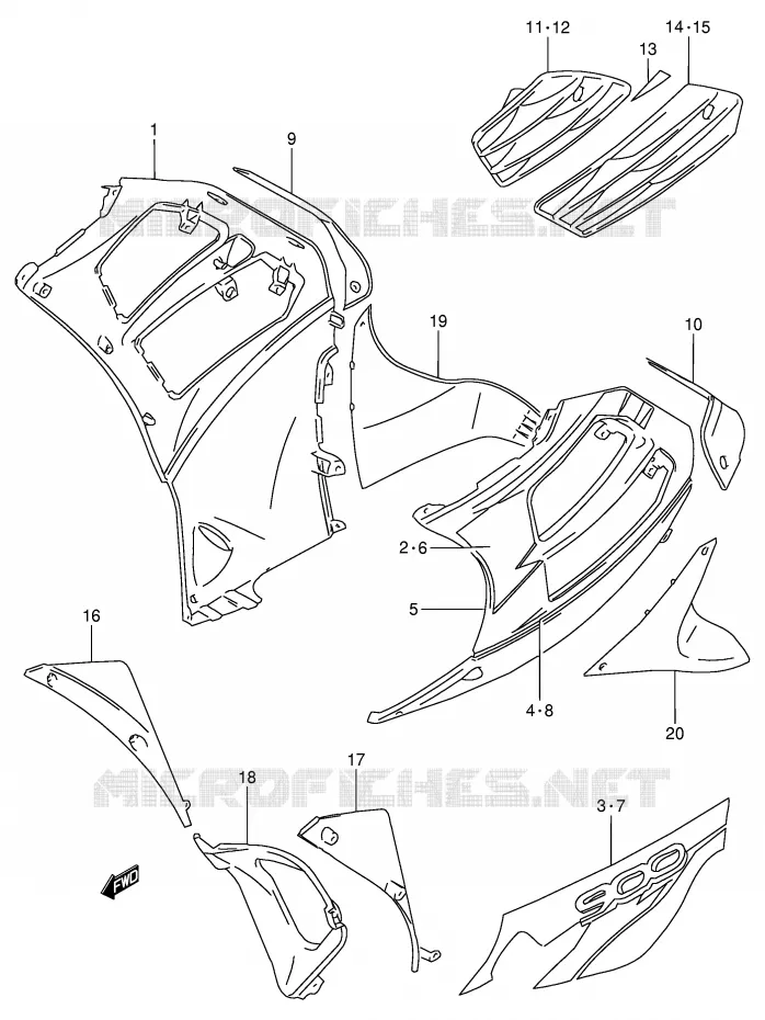 SIDE KUIP (MODELE T) Suzuki MOTO 900 RF 1996  RF900RT(E2)