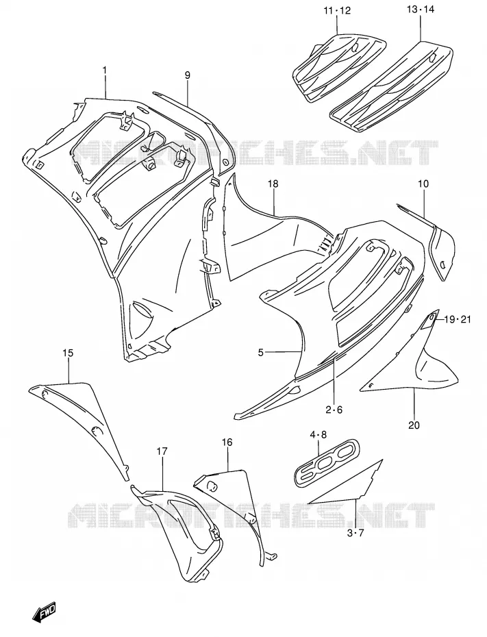 SIDE KUIP (MODELE V) Suzuki MOTO 600 RF 1995  RF600RUS(E2)