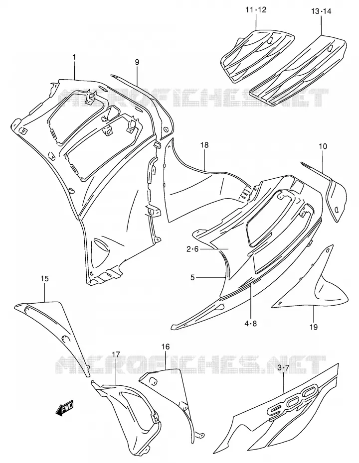 SIDE KUIP (MODELE V) Suzuki MOTO 900 RF 1995  RF900RS2(E2)