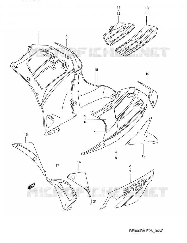 SIDE KUIP (MODELE V) Suzuki MOTO 900 RF 1996  RF900RT(E28)
