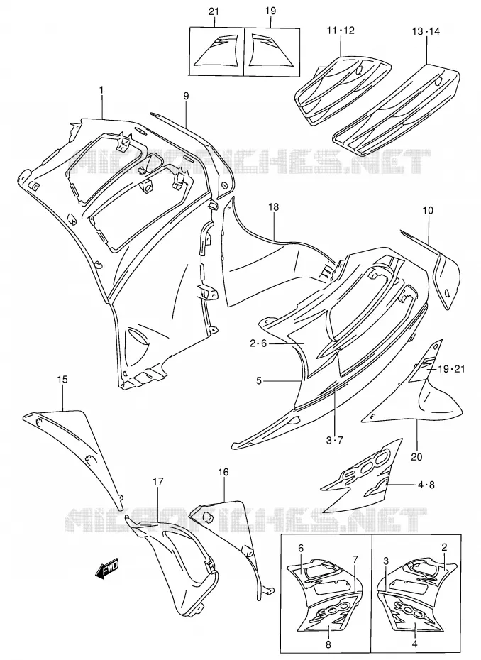 SIDE KUIP (RF900RS2) Suzuki MOTO 900 RF 1994  RF900RR(E2)