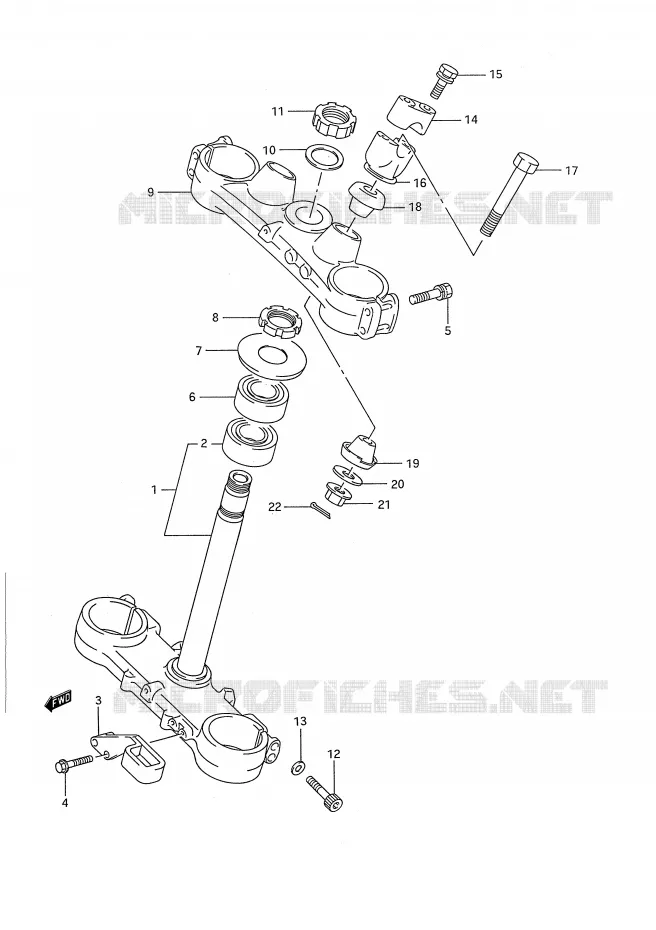 STUURKOLOM (MODELE K/L) Suzuki MOTO 250 RM 1992  RM250 N (E03,E28,E33)