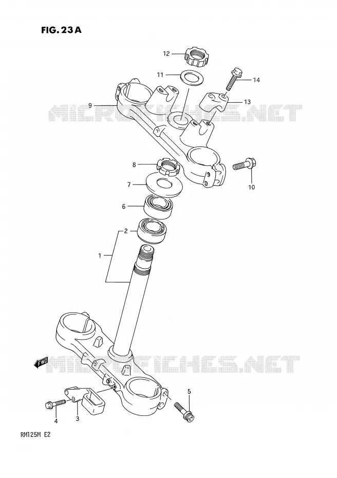 STUURKOLOM (MODELE L) Suzuki MOTO 125 RM 1990  RM125L(E2)