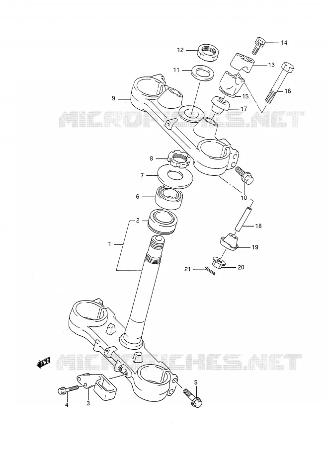 STUURKOLOM (MODELE M/N) Suzuki MOTO 250 RM 1992  RM250N(E28)