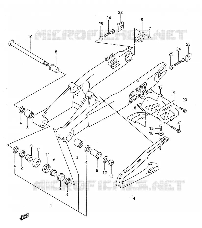 SWINGARM (MODELE N) Suzuki MOTO 250 RM 1992  RM250 N (E03,E28,E33)