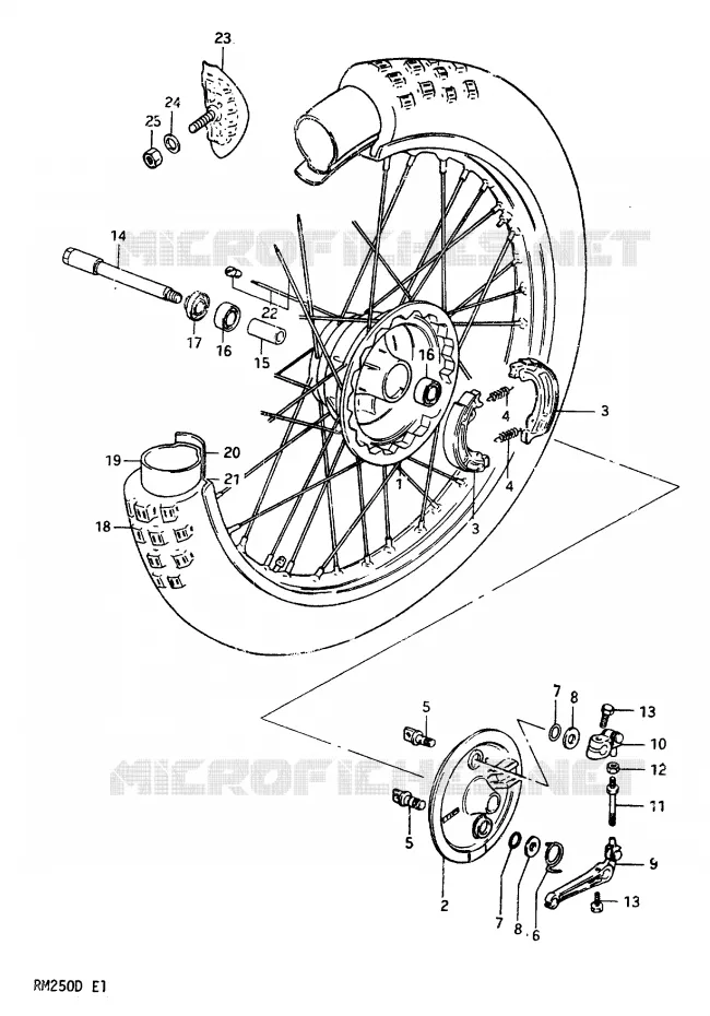 VOORWIEL MODEL D Suzuki MOTO 250 RM 1982  RM250Z(Z/D)