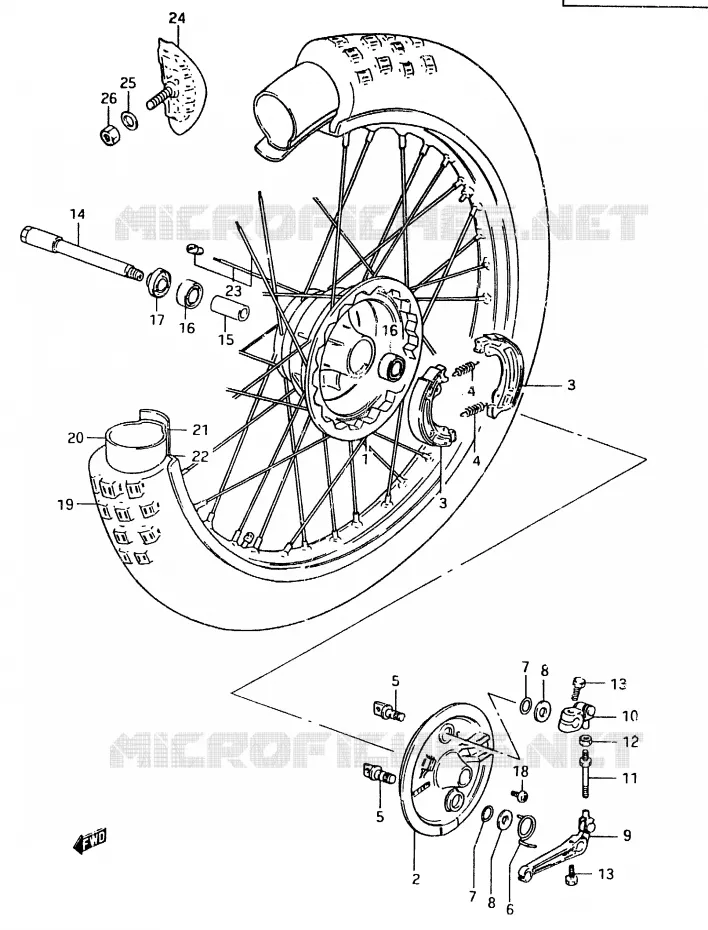 VOORWIEL (MODELE E) Suzuki MOTO 500 RM 1984  RM500E(D/E)