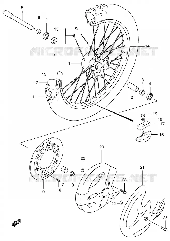 VOORWIEL (MODELE V/W/X/Y) Suzuki MOTO 125 RM 1999  RM125X(E2)