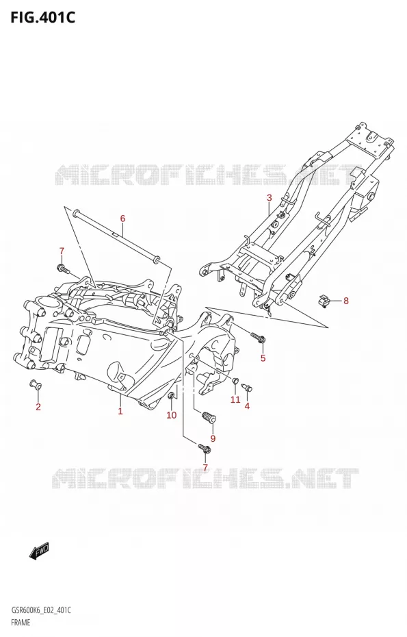 FRAME (K8,K9) Suzuki MOTO 600 GSR 2006  GSR600K6(E19)