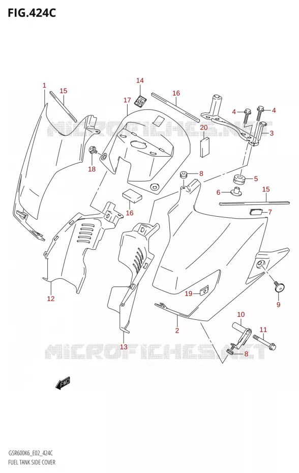FUEL TANK ZIJKLEPER (K9) Suzuki MOTO 600 GSR 2006  GSR600K6(E19)