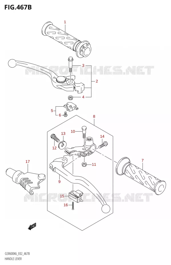 HEFBOMEN - HANDGRIPS Suzuki MOTO 600 GSR 2006  GSR600UK6(E19)