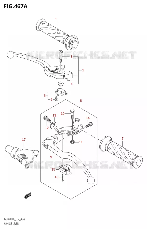 HEFBOMEN - HANDGRIPS8,K9) Suzuki MOTO 600 GSR 2006  GSR600UK6(E19)