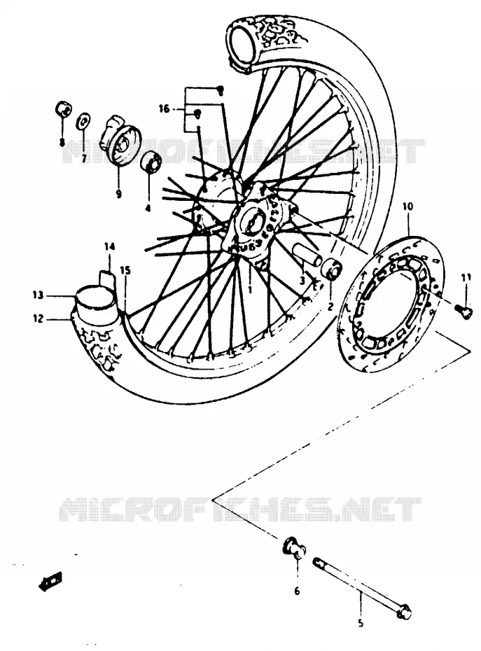 VOORWIEL (MODELE E E18 F.NO.106210- /​ MODELE F /​ G) Suzuki MOTO 125 TS-X 1986  TS125XG(E/F/G)