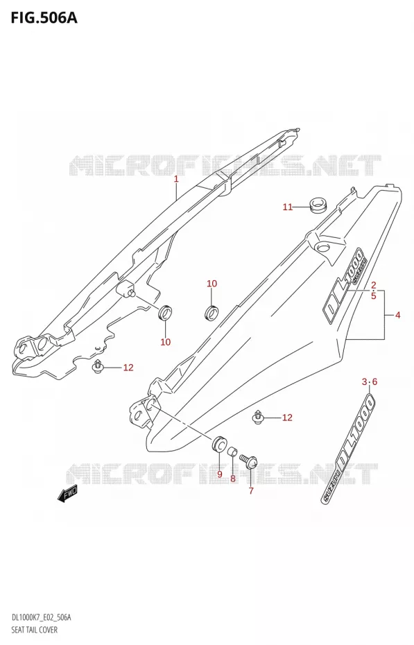 ACHTER KUIP - SEAT COWL Suzuki MOTO 1000 V-STROM 2007  DL1000 K7 (E02,E19,E24,E37)