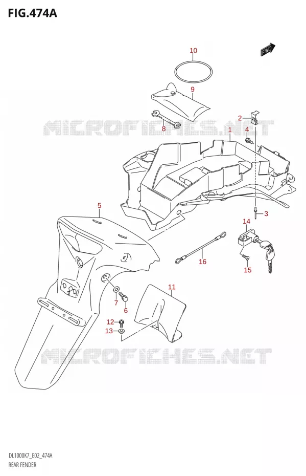 ACHTERSPATBORD Suzuki MOTO 1000 V-STROM 2008  DL1000 K8 (E02,E19,E24)