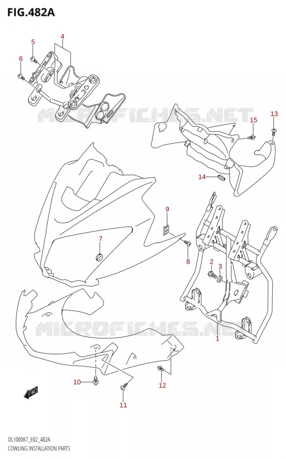 FAIRING INSTALLATIEDELEN Suzuki MOTO 1000 V-STROM 2007  DL1000 K7 (E02,E19,E24,E37)