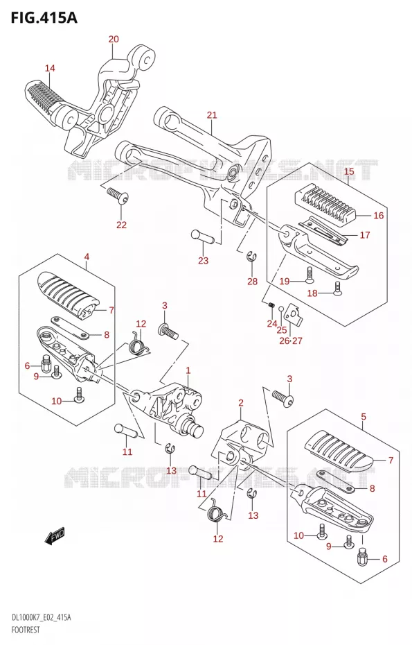 FOOTREST Suzuki MOTO 1000 V-STROM 2008  DL1000 K8 (E02,E19,E24)