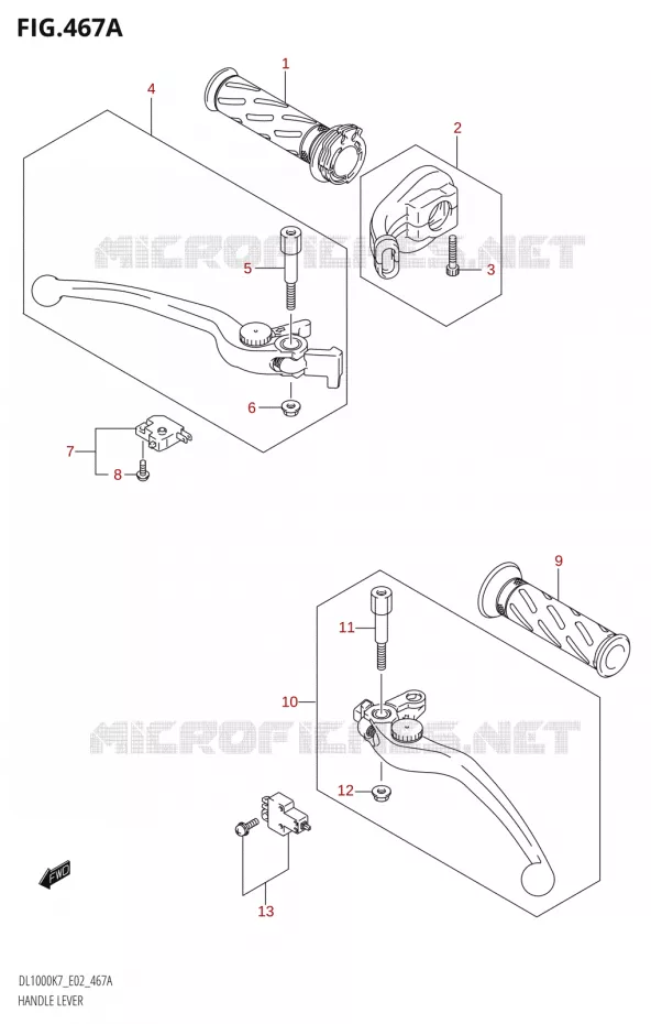 HEFBOMEN - HANDGRIPS Suzuki MOTO 1000 V-STROM 2007  DL1000K7(E2)