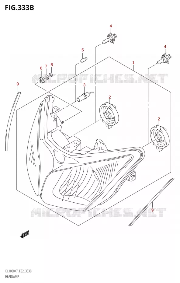KOPLAMP (E19,P37) Suzuki MOTO 1000 V-STROM 2009  DL1000K9(E2)