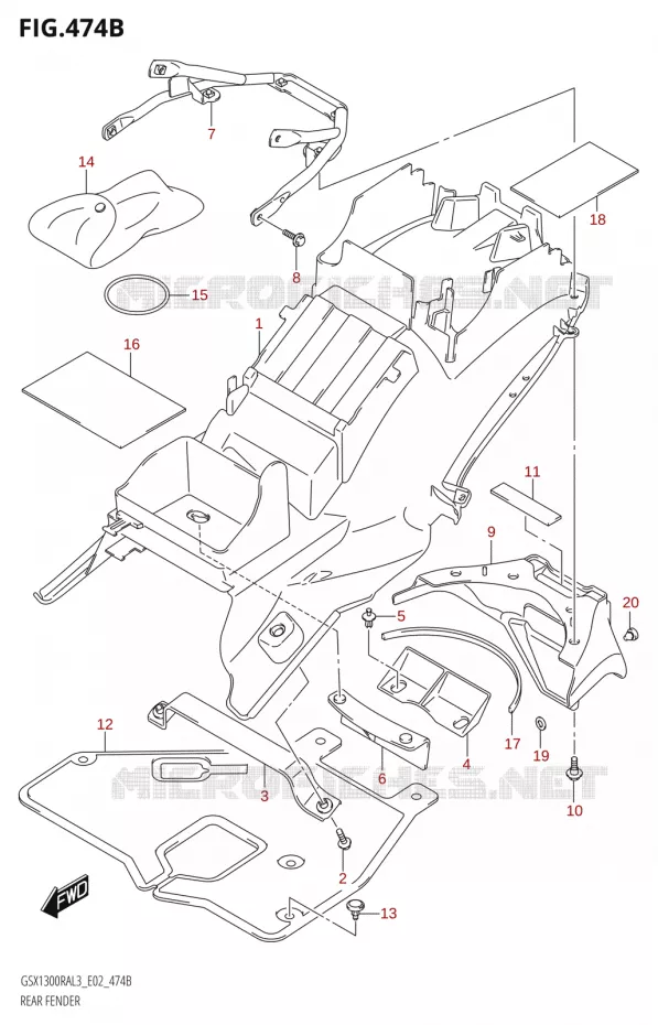 ACHTERSPATBORDX1300RA:L3:E19) Suzuki MOTO 1300 HAYABUSA 2013  GSX1300RA L3 (E02)