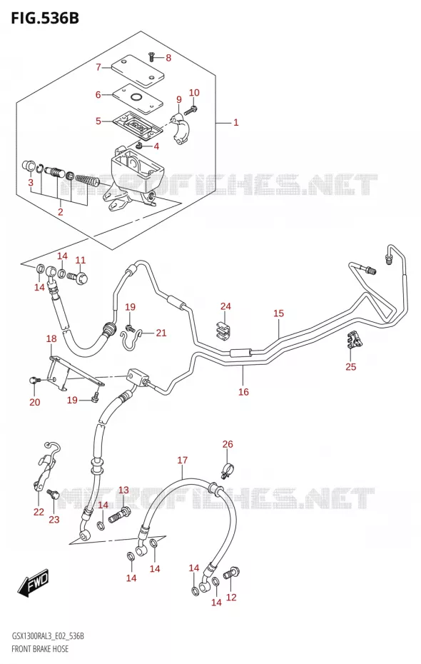 FRONT REMSLANGE (GSX1300RA:L3:E19) Suzuki MOTO 1300 HAYABUSA 2013  GSX1300RA L3 (E19)