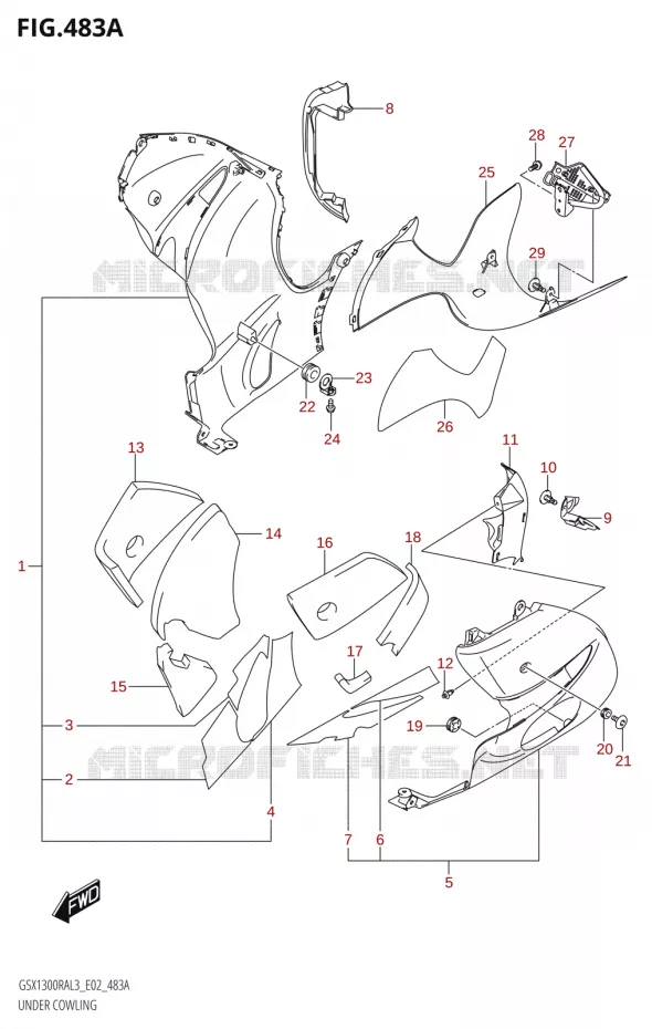 ONDER COWLING Suzuki MOTO 1300 HAYABUSA 2013  GSX1300RA L3 (E19)