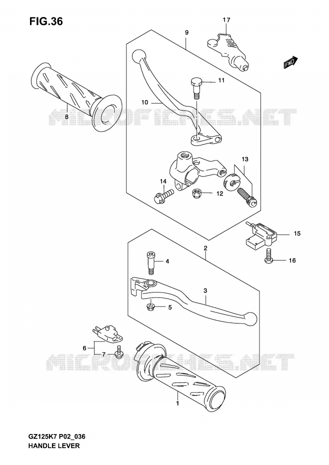 HANDGRIPS - LEVERS Suzuki MOTO 125 MARAUDER 2003  GZ125K3(P19)