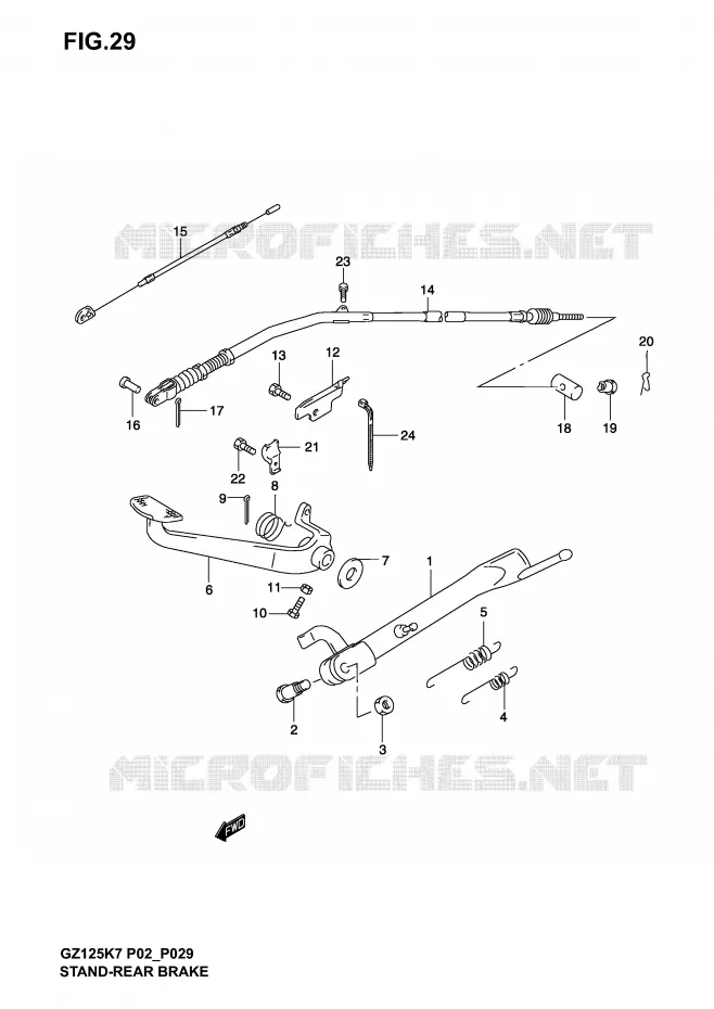 STAND - ACHTER REMPEDAAL Suzuki MOTO 125 MARAUDER 2003  GZ125K3(P19)