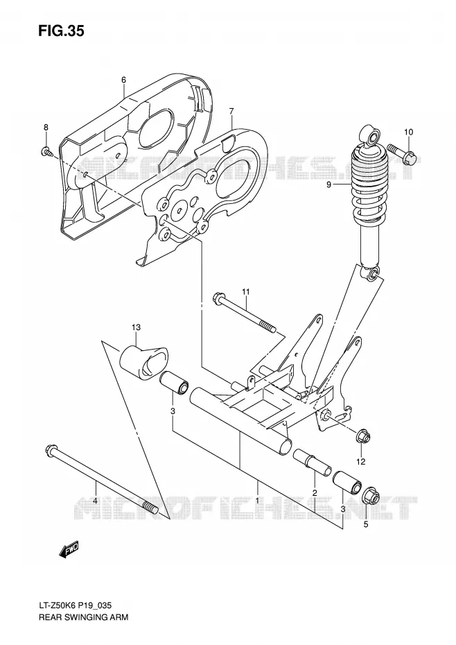 SWINGARM Suzuki QUAD 50 QUADSPORT 2006  LT-Z50K6(P19)