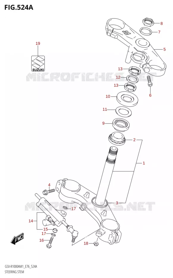 STUURKOLOMEM (GSX-R1000A,GSX-R1000ZA) Suzuki MOTO 1000 GSX-R 2021  GSX-R1000RA M1 /​ GSX-R1000RZA M1 ( E76 ECE2 E17,22,39 )
