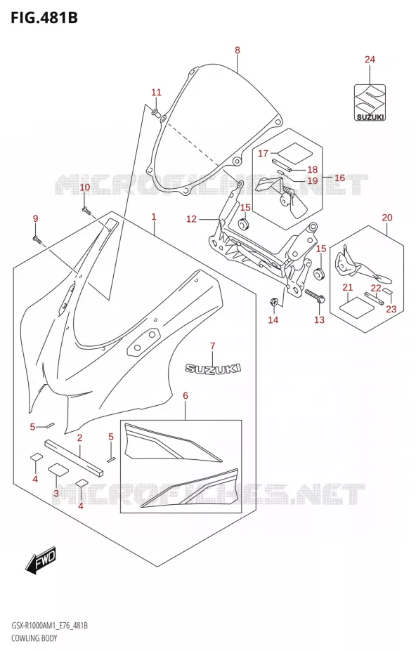 KUIPNG BODY (GSX-R1000RA) Suzuki MOTO 1000 GSX-R 2021  GSX-R1000RA M1 /​ GSX-R1000RZA M1 ( E76 ECE2 E17,22,39 )