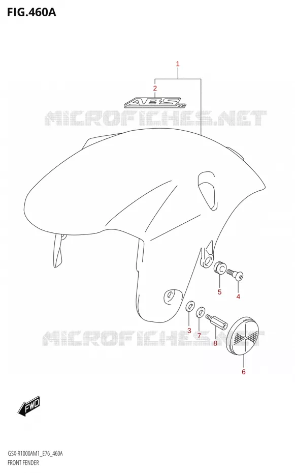 FRONT FENDER (GSX-R1000A) Suzuki MOTO 1000 GSX-R 2021  GSX-R1000RA M1 /​ GSX-R1000RZA M1 ( E76 ECE2 E17,22,39 )