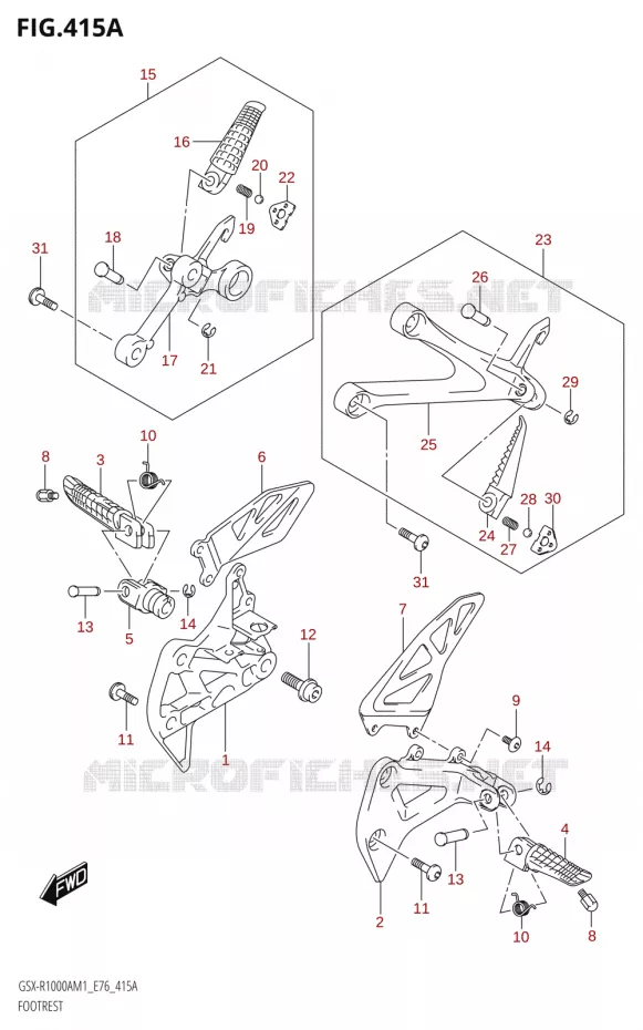 FOOTREST Suzuki MOTO 1000 GSX-R 2021  GSX-R1000RA M1 /​ GSX-R1000RZA M1 ( E76 ECE2 E17,22,39 )