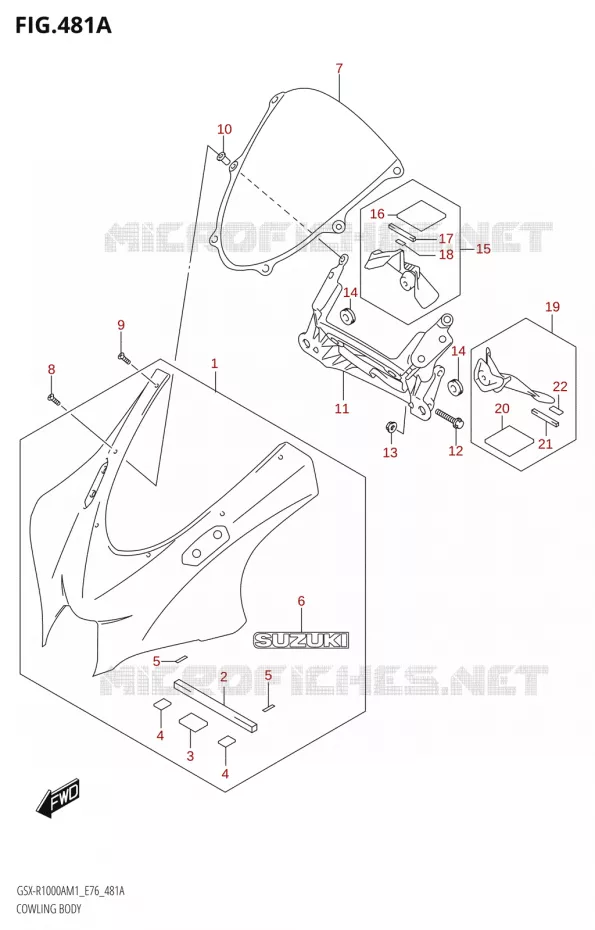 KUIPNG BODY (GSX-R1000A) Suzuki MOTO 1000 GSX-R 2021  GSX-R1000RA M1 /​ GSX-R1000RZA M1 ( E76 ECE2 E17,22,39 )