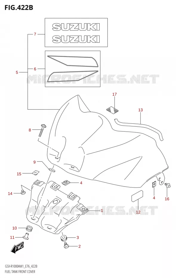 FUEL TANK VOORKLEPER (GSX-R1000RA) Suzuki MOTO 1000 GSX-R 2021  GSX-R1000RA M1 /​ GSX-R1000RZA M1 ( E76 ECE2 E17,22,39 )
